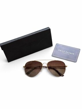 Privé Revaux Gold and Brown The Showstopper Polarized Aviator Sunglasses